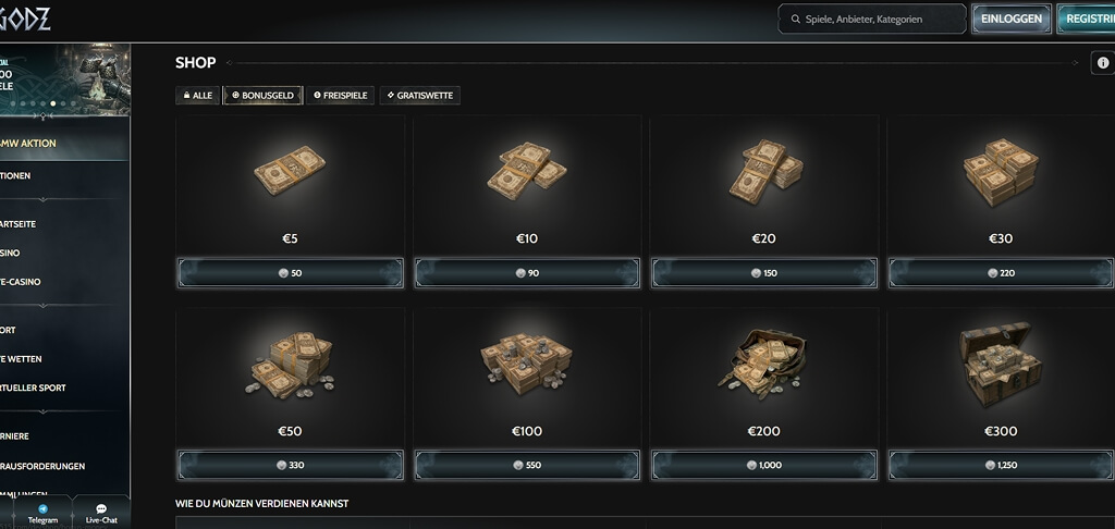 Godz Casino Bonus-Kaufen