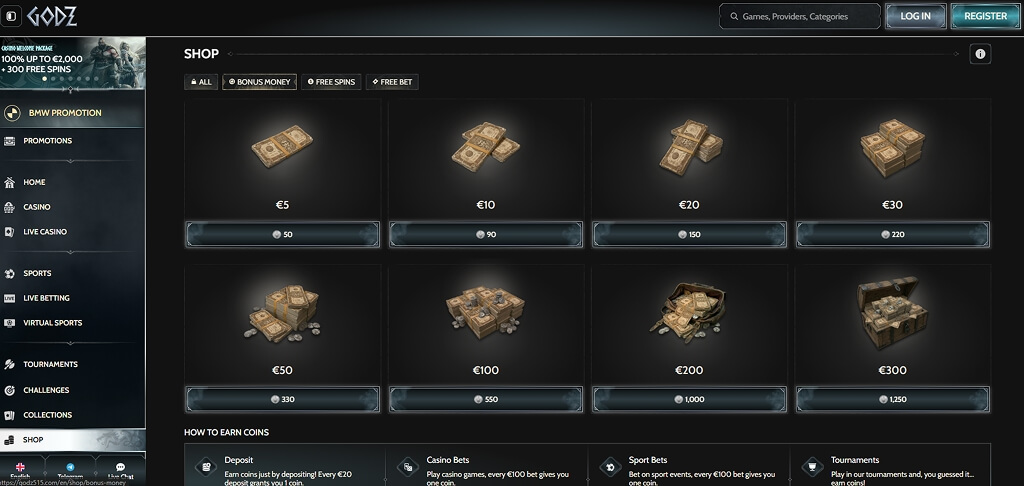 Godz Casino Bonus Shop