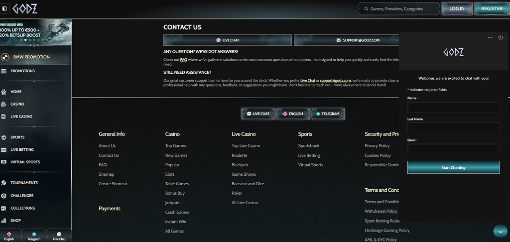 Godz Casino Conact Us