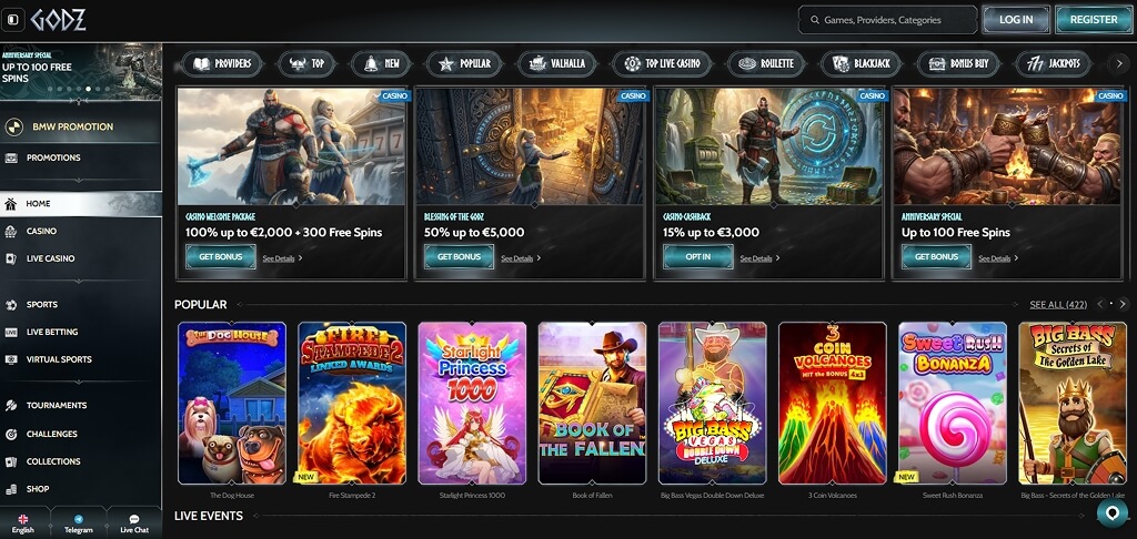 Godz Casino Interface