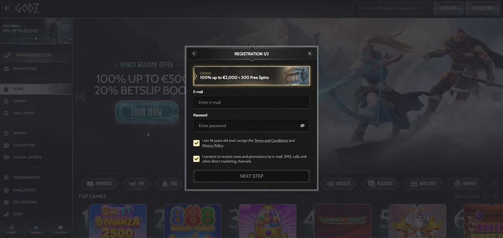 Godz Casino Registration