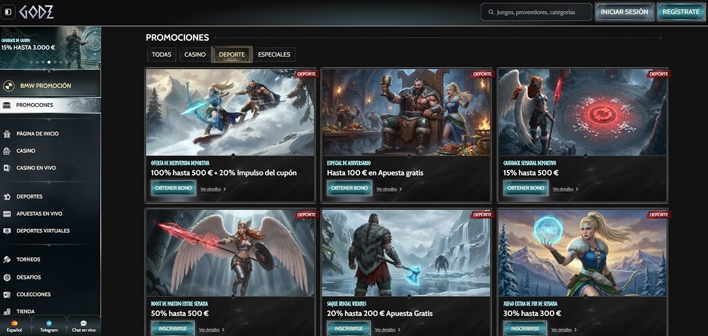 Promociones de Godz Casino