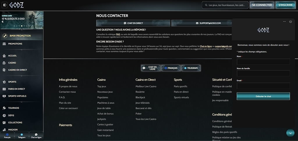 Casino Godz Contactez-nous