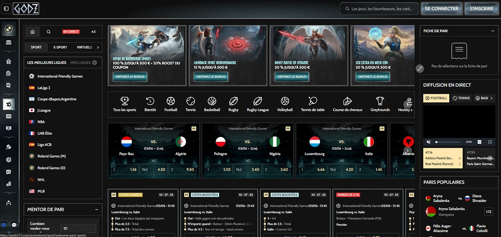 Paris sportifs Godz Casino